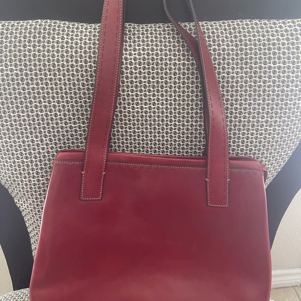 Vintage Fossil Red Leather Shoulder HandBag